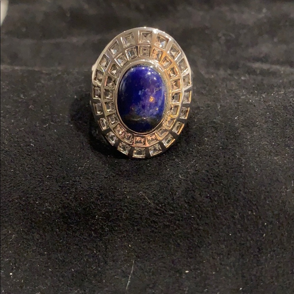 Blue stone silver ring